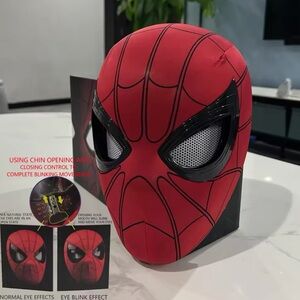 New Spider man realistic eye blinking mask cosplay costume red black Halloween